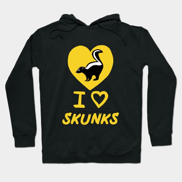 I Love Skunks for Skunk Lovers, Yellow Hoodie by Mochi Merch